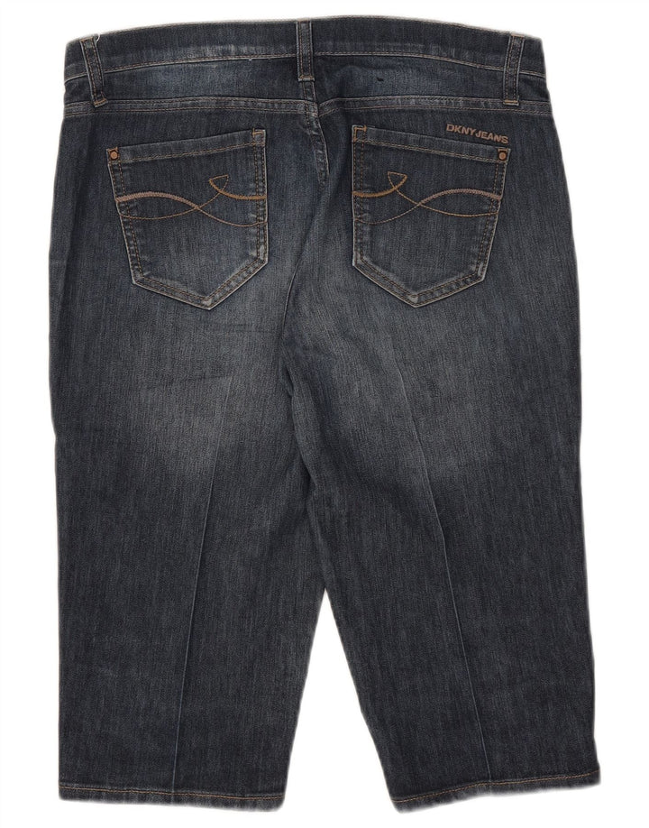 Bermuda jeans feminina Dkny EUA 8 médio W32 algodão azul marinho