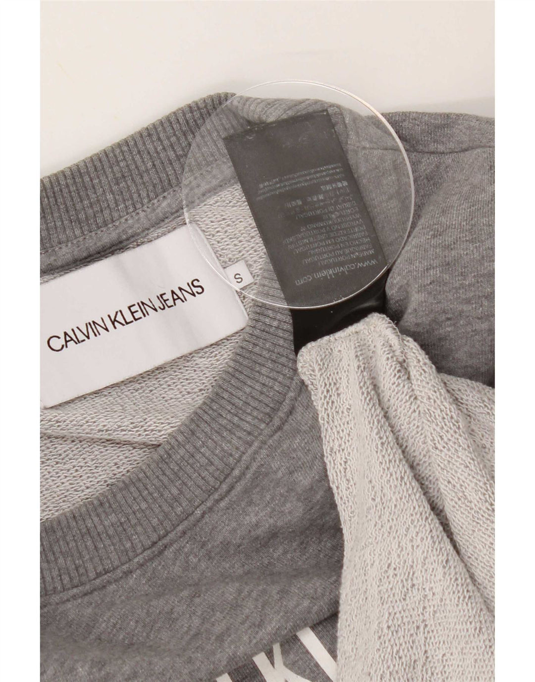 Calvin Klein Jeans Masculino moletom gráfico jumper pequeno algodão cinza