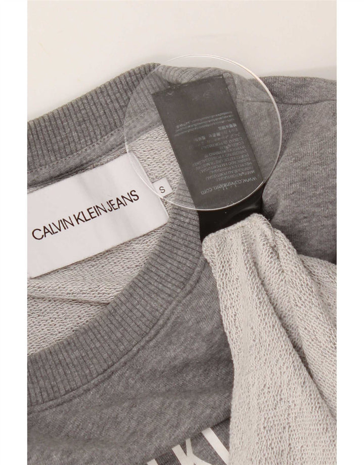 Calvin Klein Jeans Masculino moletom gráfico jumper pequeno algodão cinza