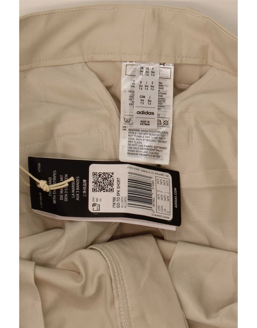 Adidas Mens Chino Shorts W34 Grande Algodão Bege
