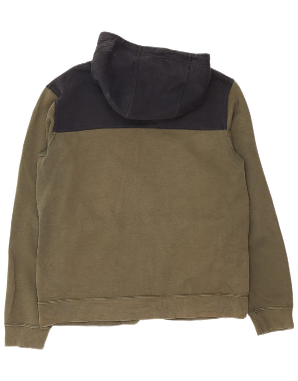 Suéter Nike masculino com capuz e zíper grande cáqui algodão colorblock