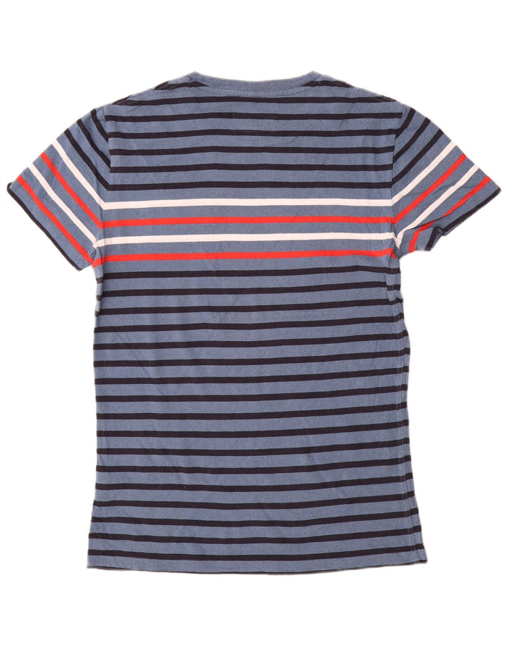 Camiseta masculina Superdry Top médio algodão listrado azul marinho