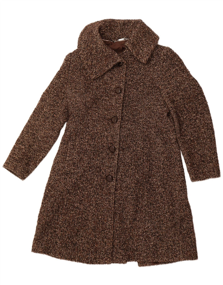 Sobretudo feminino LAURA ASHLEY Reino Unido 16 grande lã manchada marrom