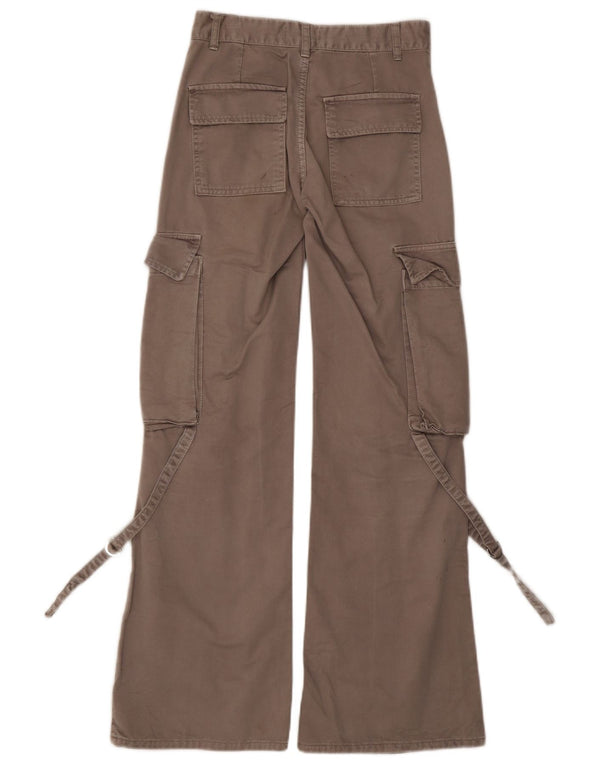 Calça cargo feminina Zara com perna larga EU 32 2XS W22 L31 algodão cinza