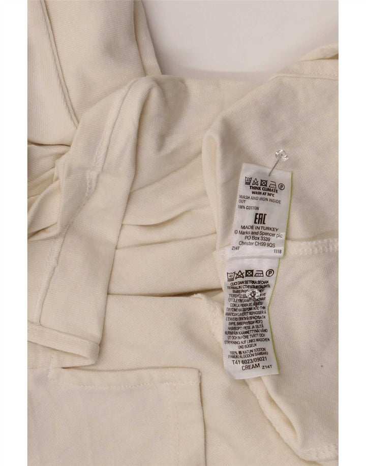 Top feminino Marks & Spencer manga comprida Reino Unido 14 grande algodão branco