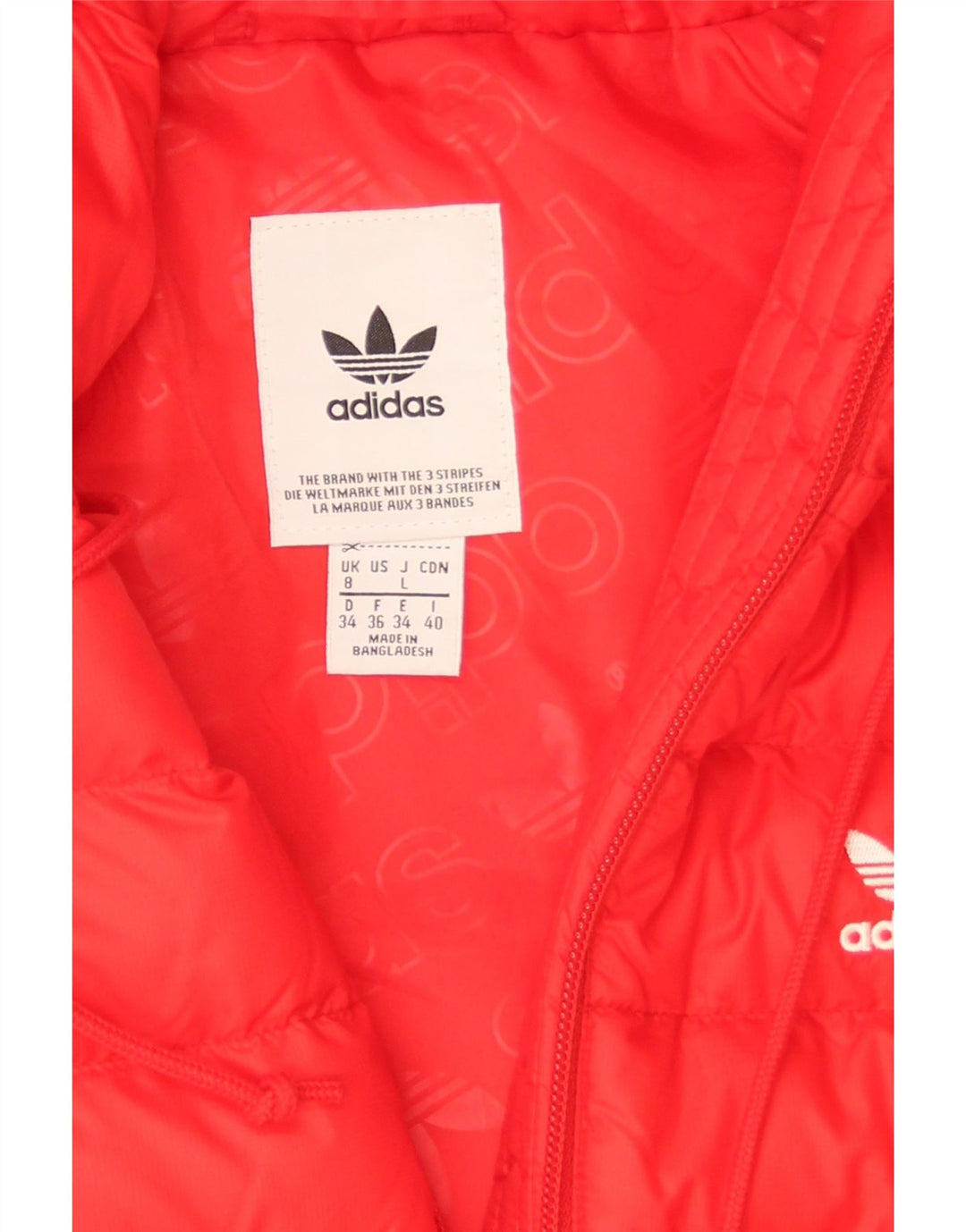 Jaqueta acolchoada com capuz feminina Adidas UK 8 pequena poliamida vermelha
