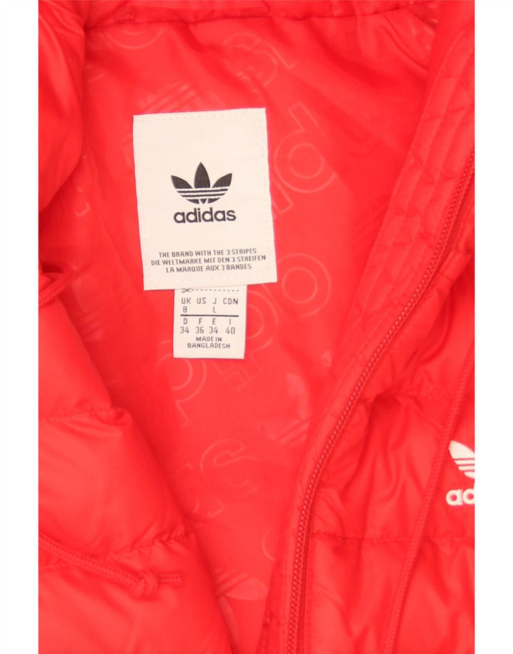 Jaqueta acolchoada com capuz feminina Adidas UK 8 pequena poliamida vermelha