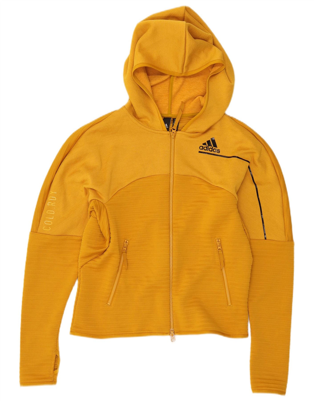 ADIDAS Womens Zip Hoodie Sweater UK 12/14 Médio Amarelo