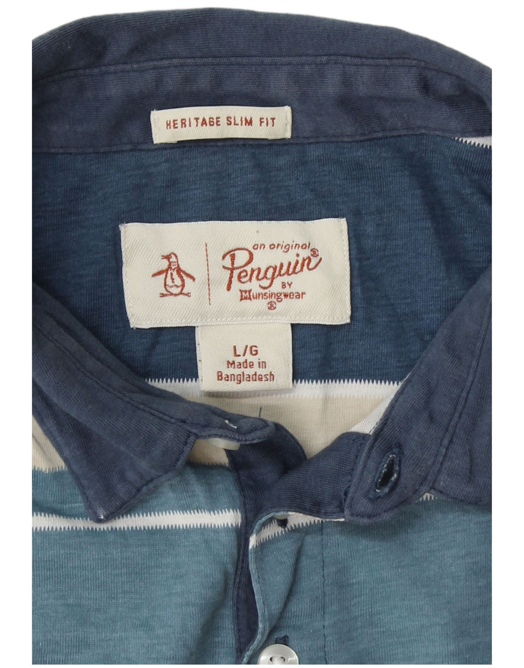 Camisa polo masculina PENGUIN Heritage Slim Fit grande bloco colorido azul