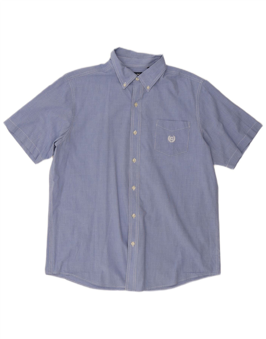 Camisa masculina de manga curta CHAPS grande algodão houndstooth azul