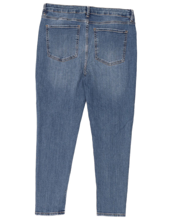 Calça jeans feminina Marks & Spencer The Ivy Crop skinny UK 16 grande W32 L25 azul