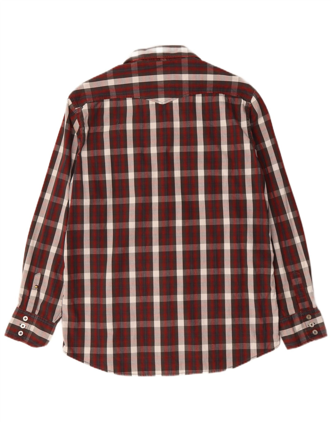 Camisa masculina Jack & Jones grande xadrez de algodão cor de vinho