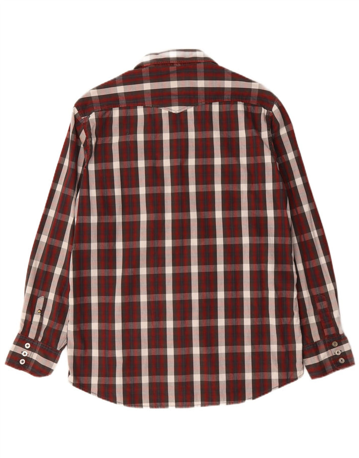 Camisa masculina Jack & Jones grande xadrez de algodão cor de vinho