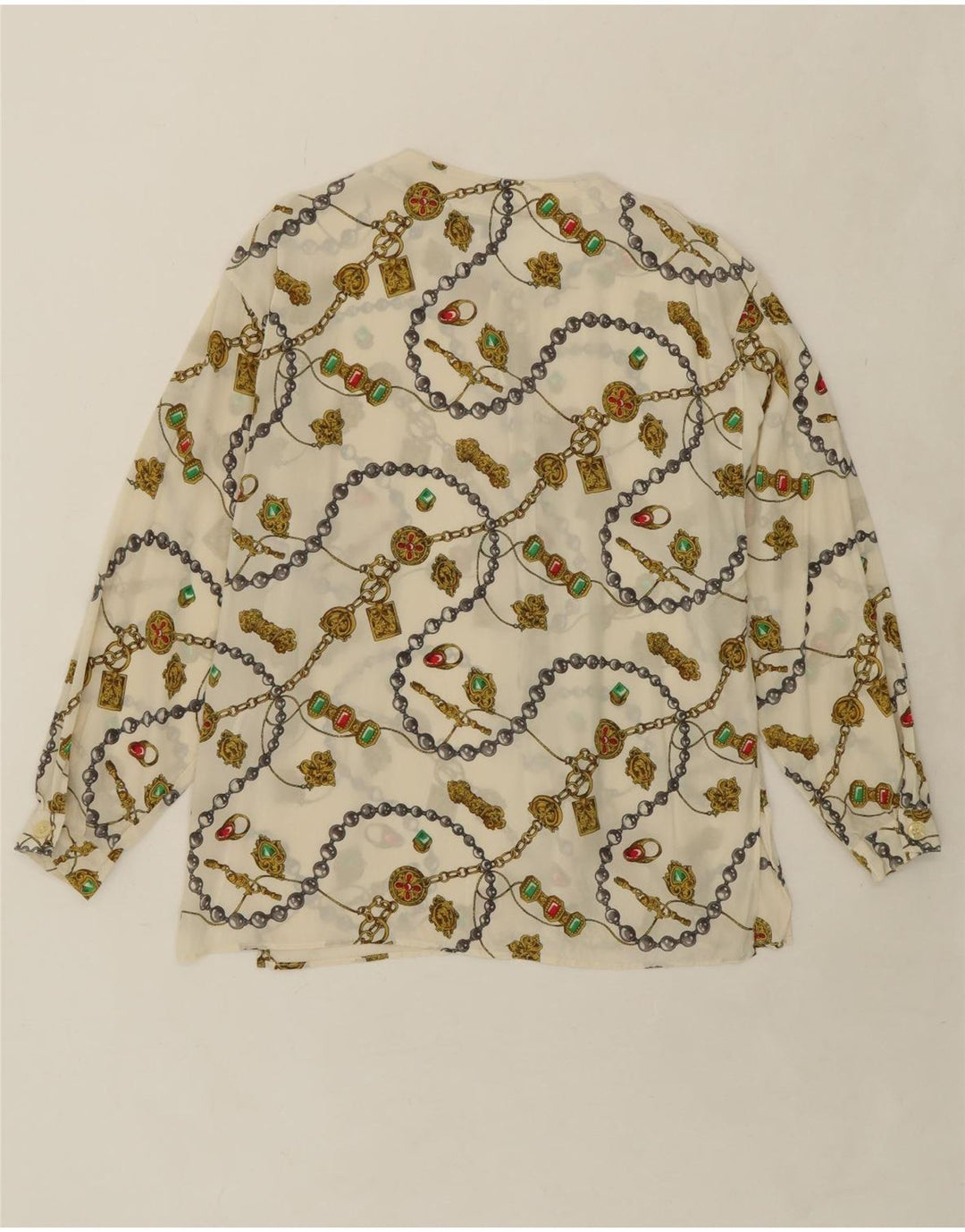 PRISMA Womens Abstract Pattern Shirt Blouse IT 46 Large Off White Vintage Prisma and Second-Hand Prisma from Messina Hembry 