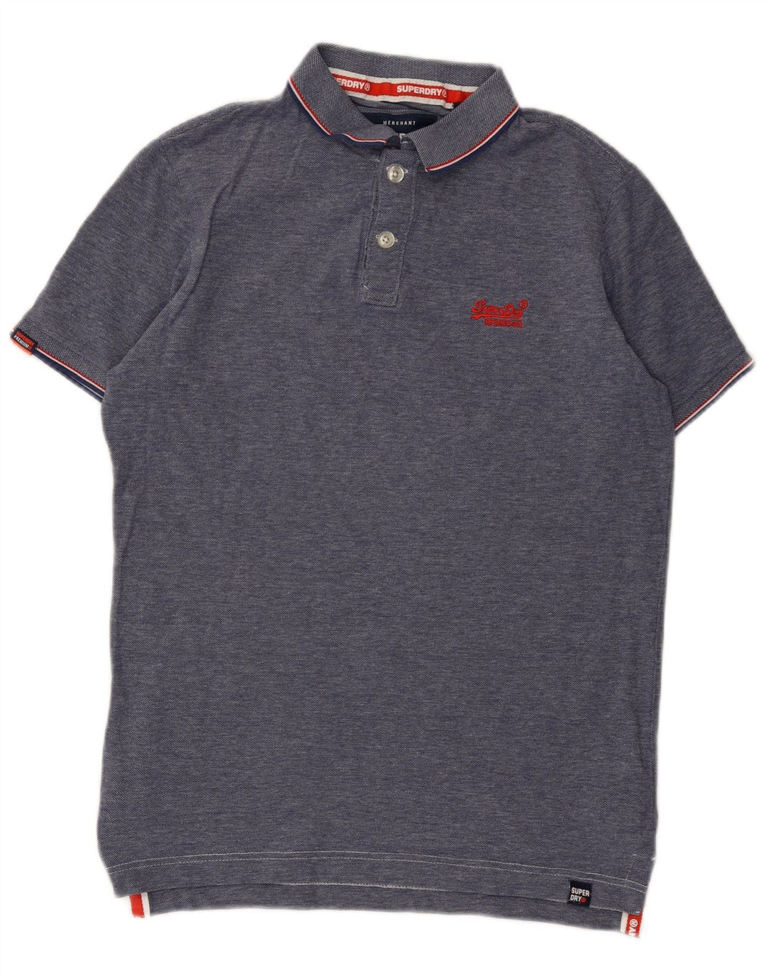 Camisa polo masculina Superdry algodão manchado azul médio