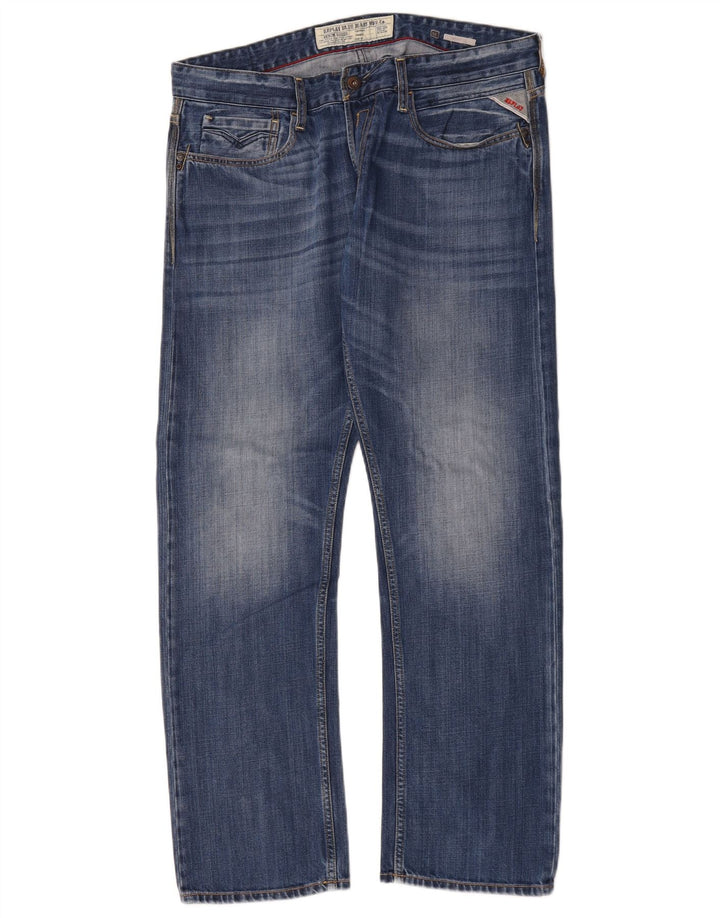 Replay Mens Newbill Straight Jeans W34 L30 Azul