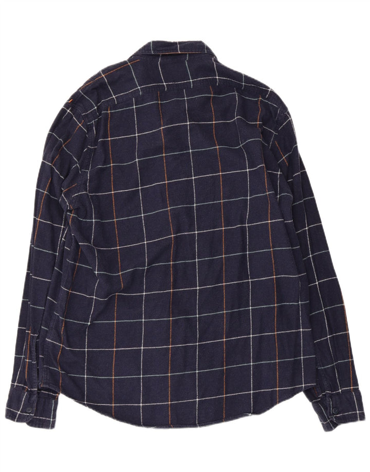 Camisa masculina de flanela J. Crew grande algodão xadrez azul marinho