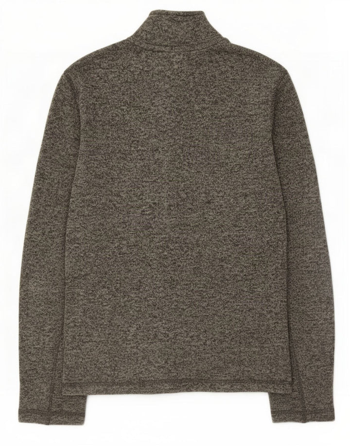 Suéter masculino Eddie Bauer com zíper e gola em poliéster manchado cinza médio