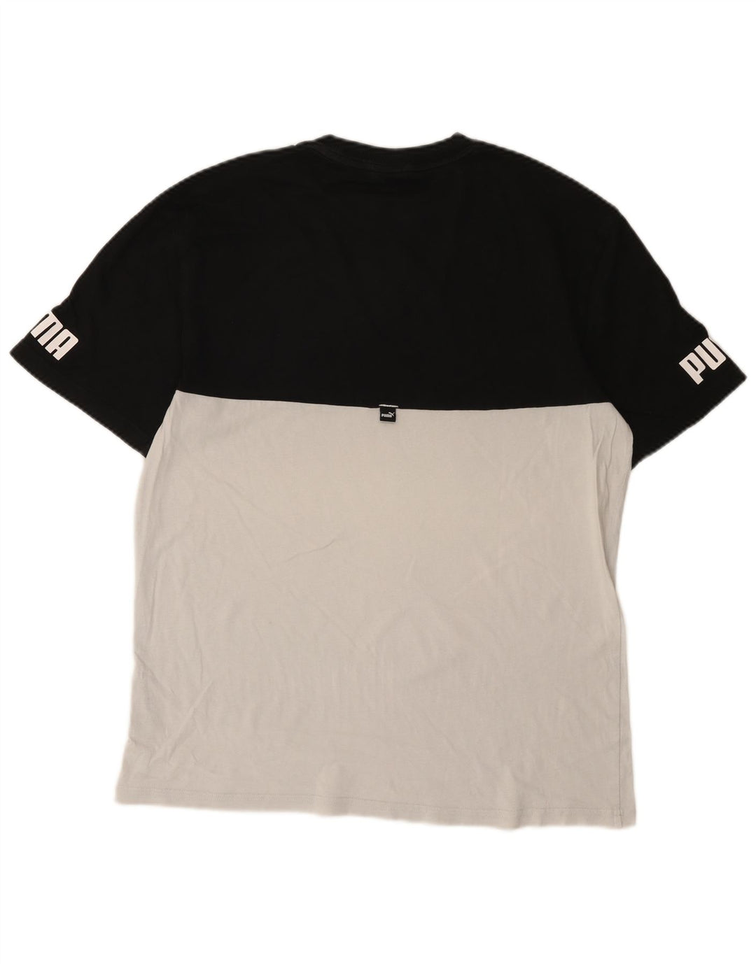 PUMA Mens Graphic T-Shirt Top Medium Black Colourblock Cotton