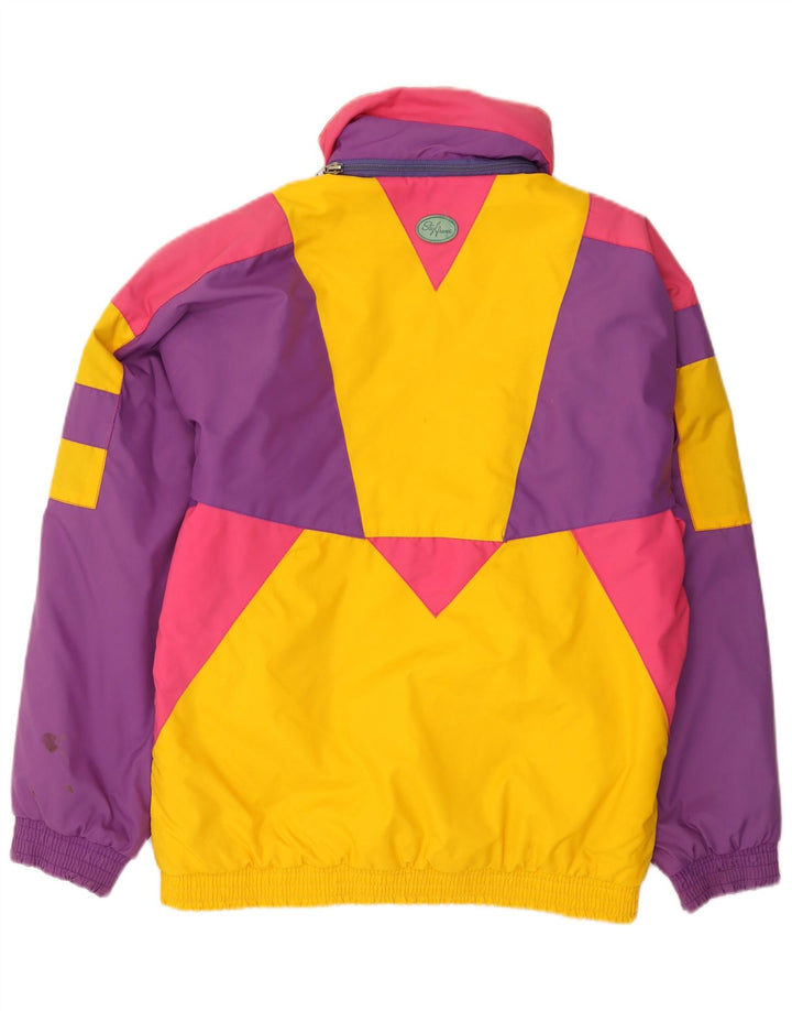 Jaqueta de esqui masculina vintage IT 46 pequena poliamida colorblock multicolorida