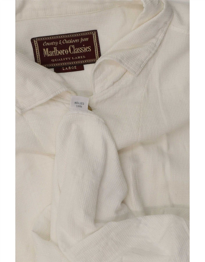 Camisa masculina de manga curta Marlboro Classics grande algodão branco