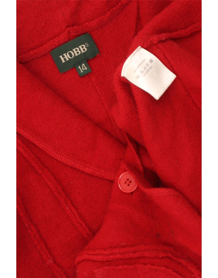 Suéter cardigã feminino Hobbs Reino Unido 14 lã Merino vermelha média