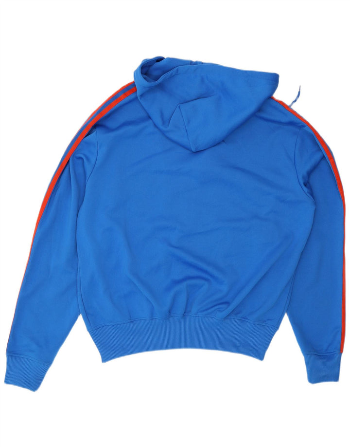 Suéter Adidas masculino com capuz e zíper grande azul poliéster