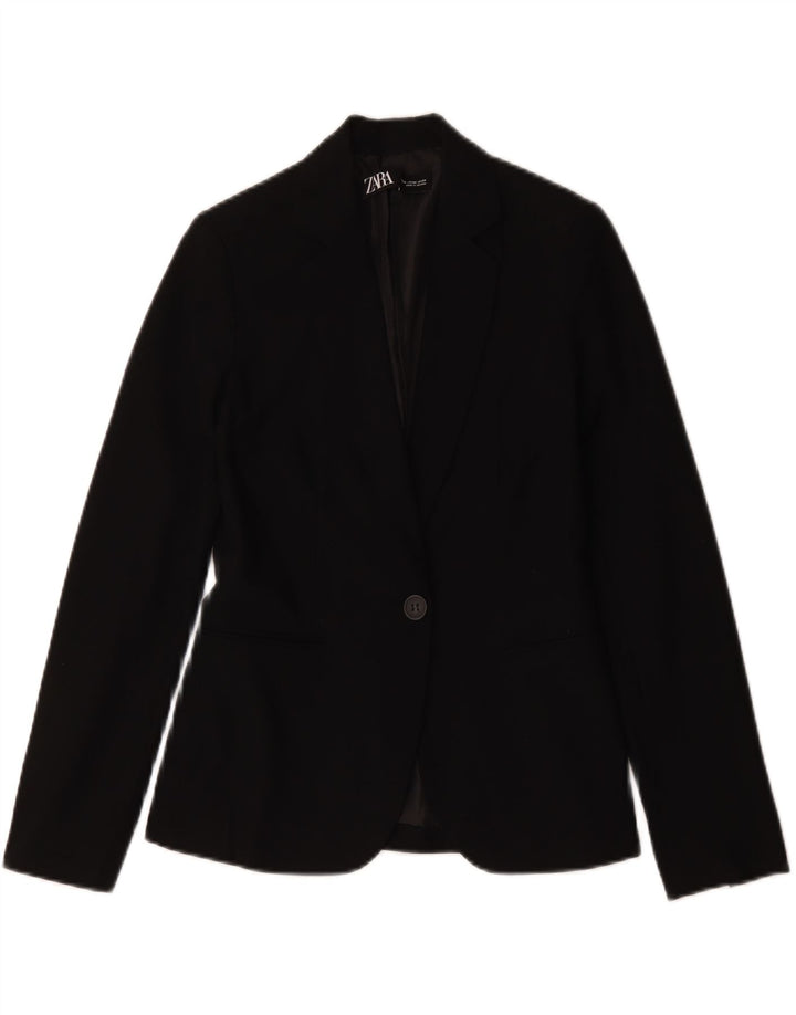 Jaqueta blazer feminina Zara com 1 botão EU 34 2XS poliéster preto