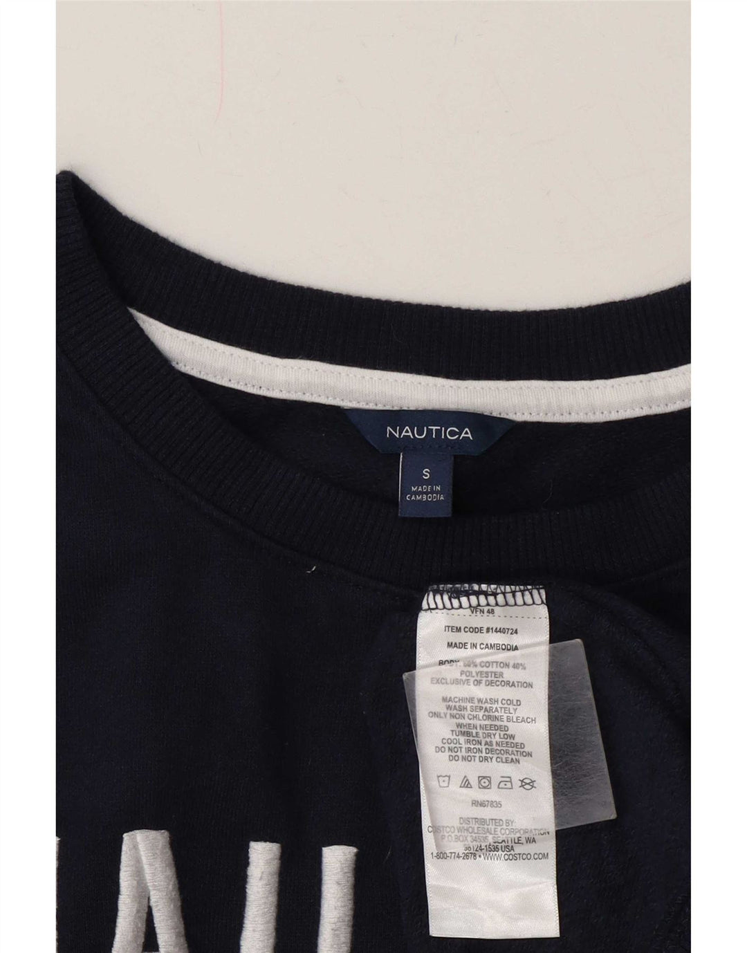 Nautica moletom feminino grande com estampa gráfica UK 10 pequeno azul marinho