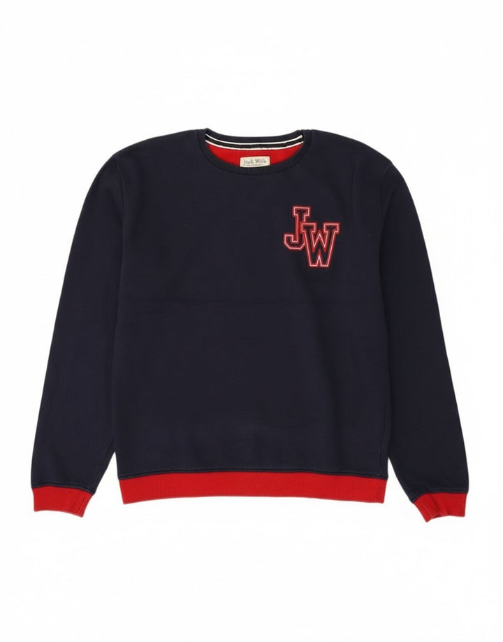 Jack Wills moletom feminino jumper 14-15 anos azul marinho universitário
