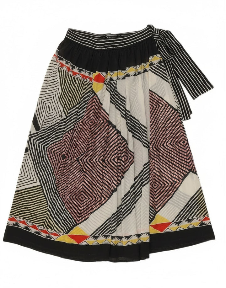Saia feminina vintage W28 média multicolorida geométrica