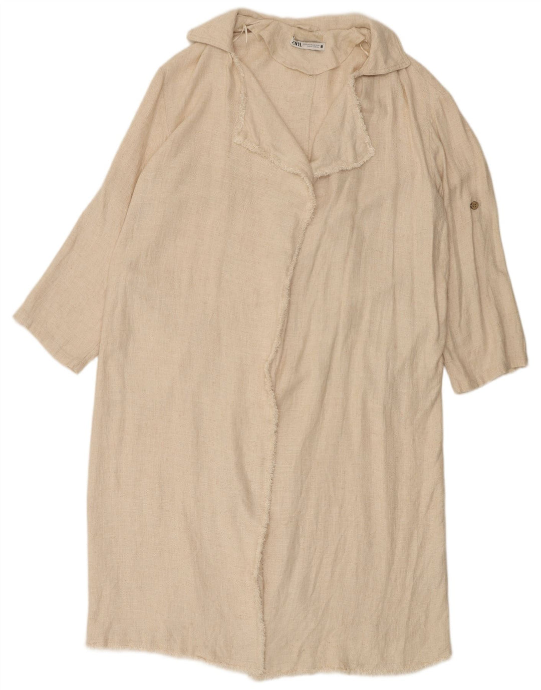 Sobretudo aberto oversized feminino Zara UK 14 médio off white viscose