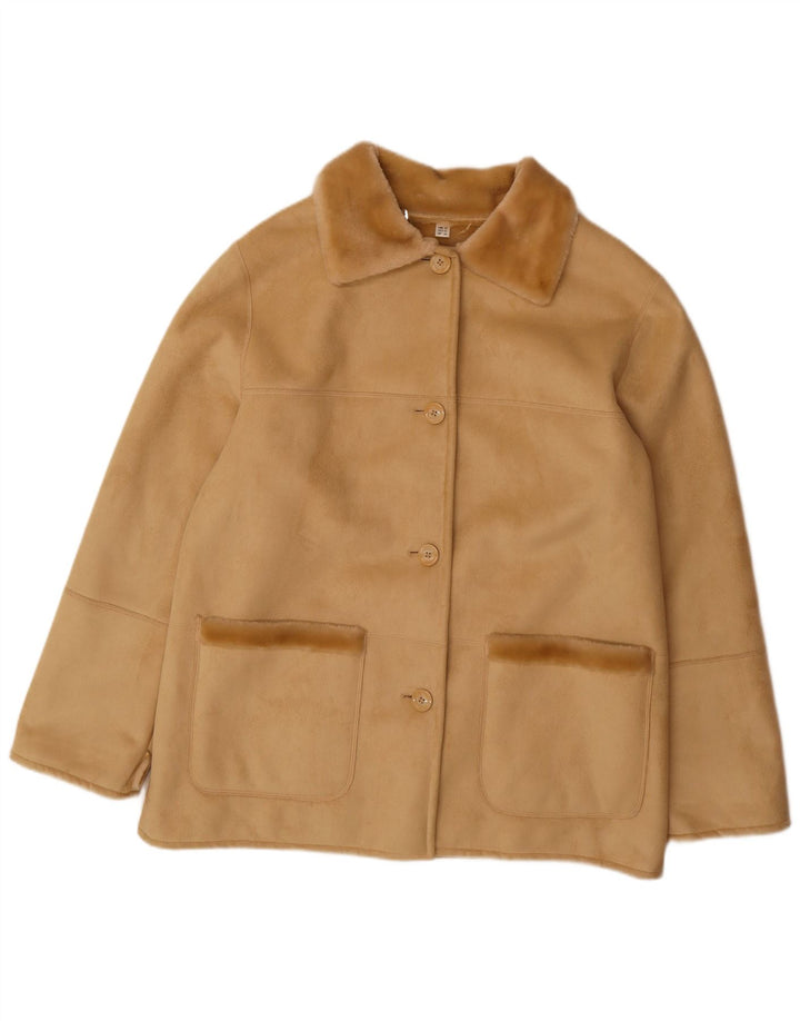Jaqueta Sherpa feminina VINTAGE EU 44 XL bege acrílico