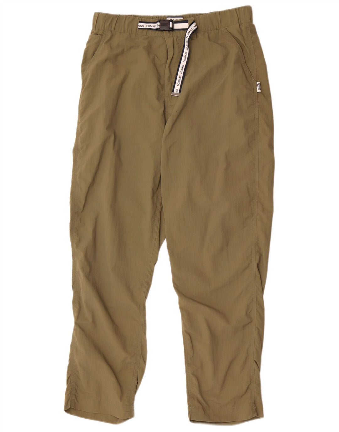 Calças masculinas Tommy Hilfiger Slim Cropped Médio W30 L26 Poliéster Cáqui