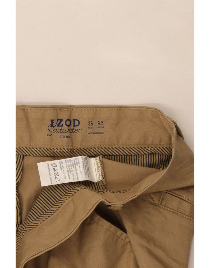 IZOD Mens Chino Shorts W36 Grande Algodão Marrom