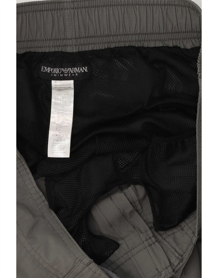 Calção de banho masculino Emporio Armani gráfico grande cinza poliéster