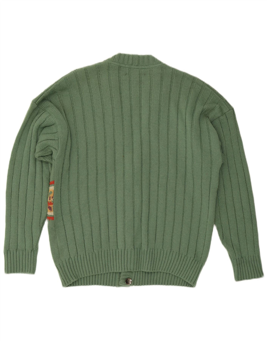 Suéter cardigã masculino VINTAGE IT 50 lã geométrica verde médio