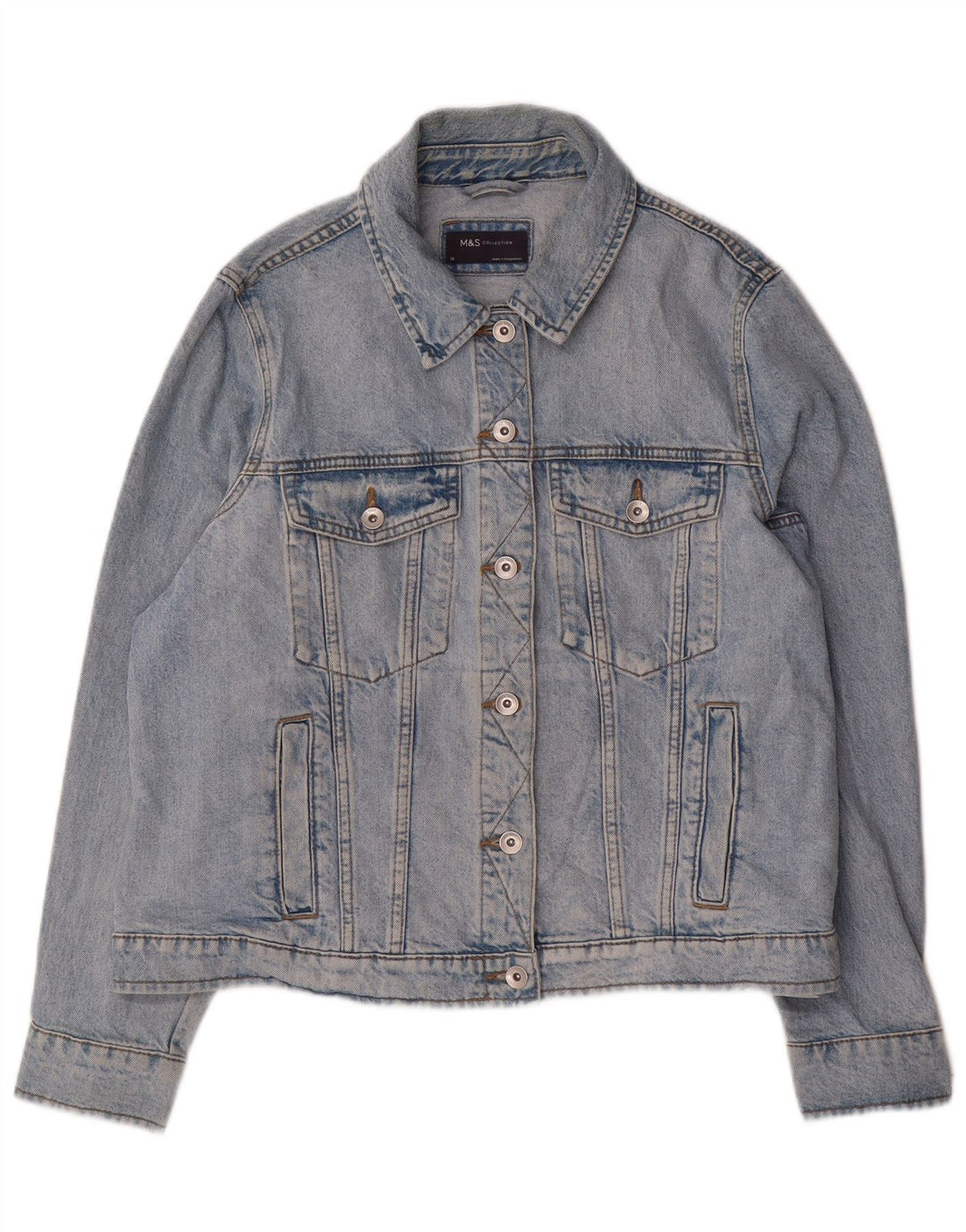 Jaqueta jeans feminina Marks & Spencer UK 18 XL algodão azul