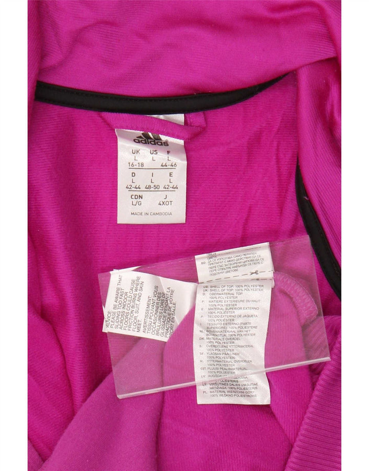 Adidas Womens Tracksuit Top Jacket UK 16/18 Grande Rosa Poliéster