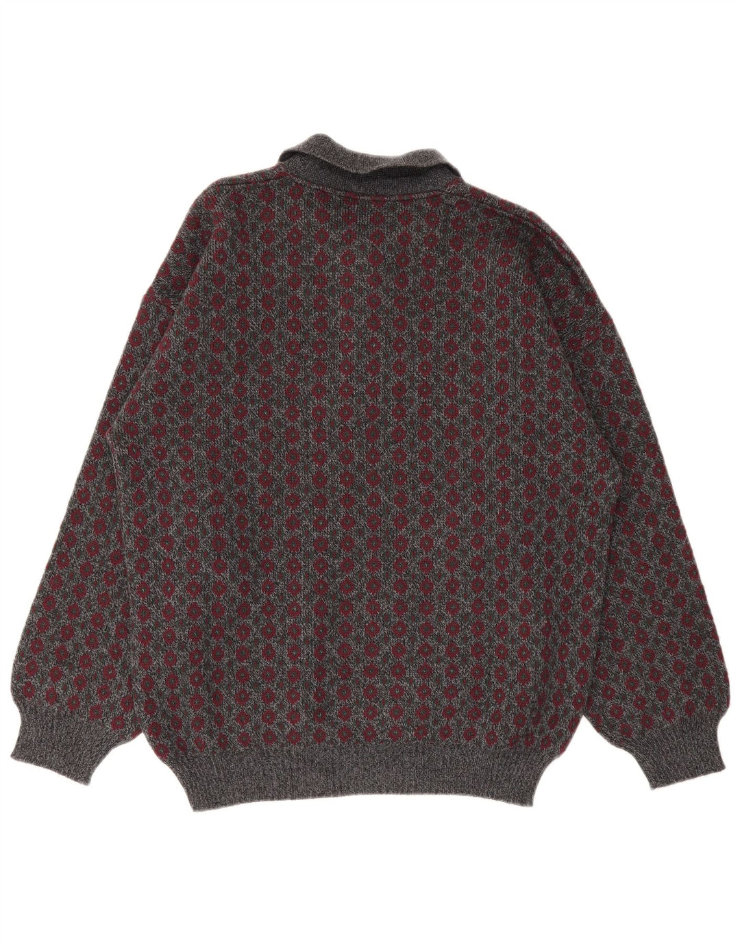 Suéter masculino Viky Tricot com gola polo IT 50 cinza médio geométrico