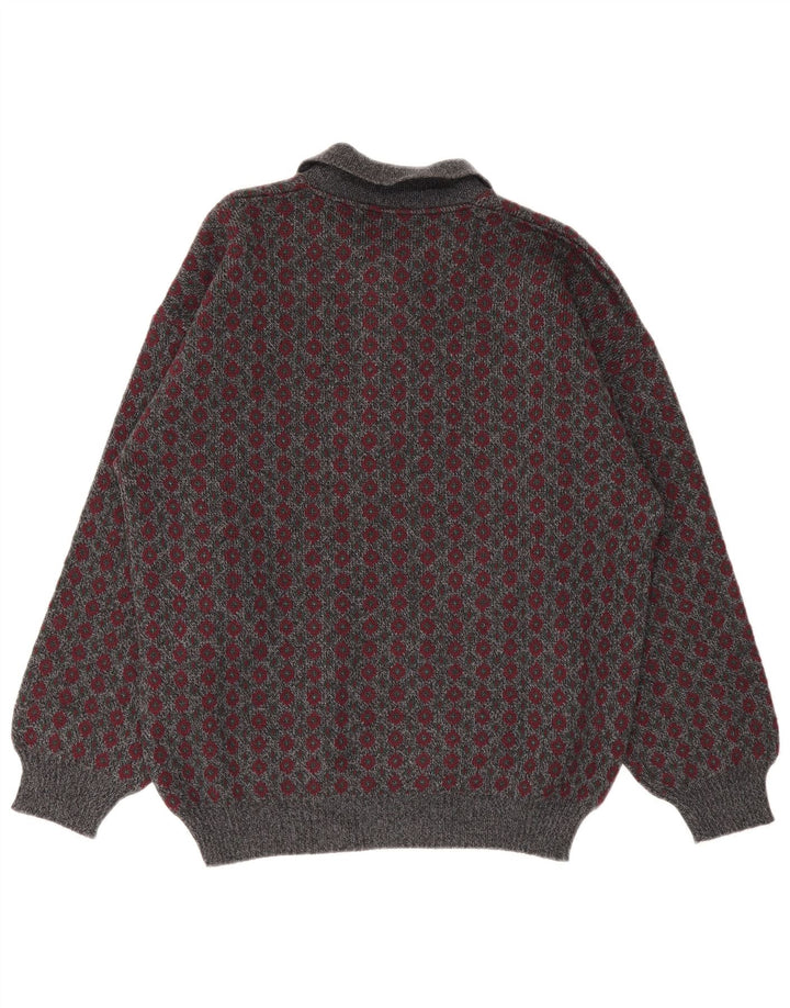 Suéter masculino Viky Tricot com gola polo IT 50 cinza médio geométrico