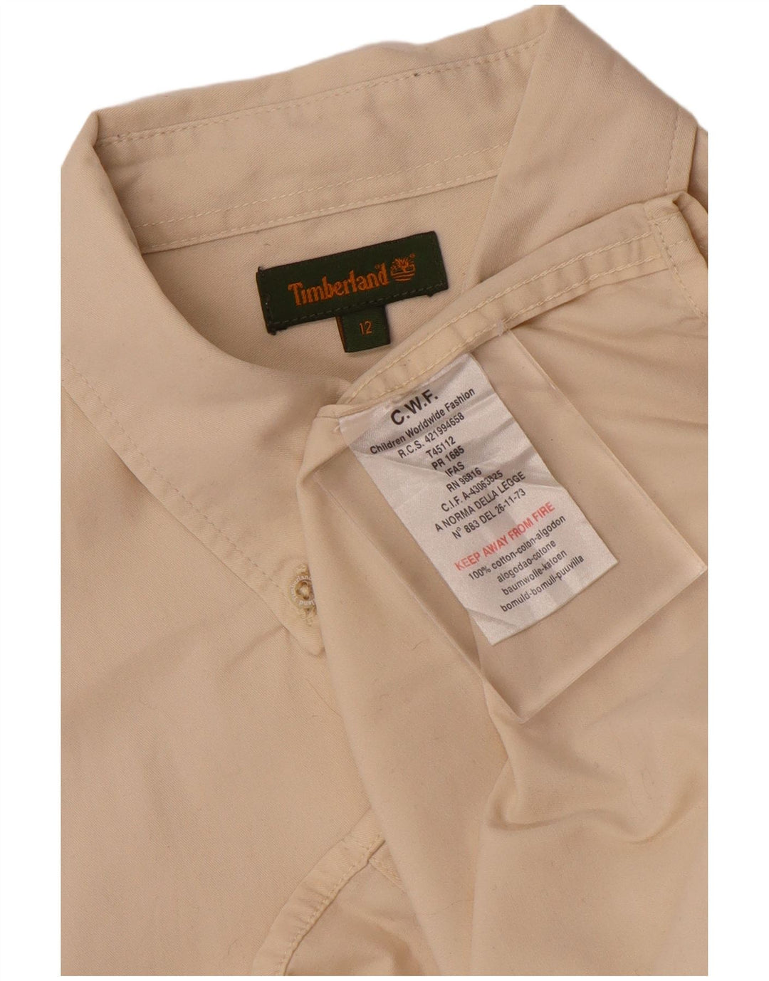 Camisa Timberland Menino 11-12 Anos Bege Algodão