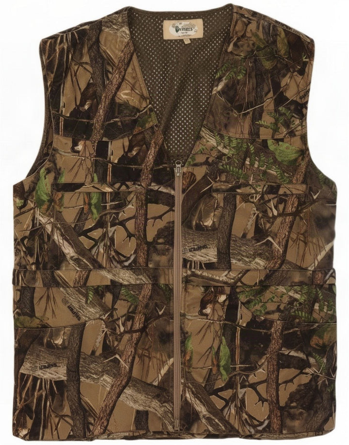 Univers Mens Abstract Pattern Utility Gilet IT 52 XL Khaki Poliéster