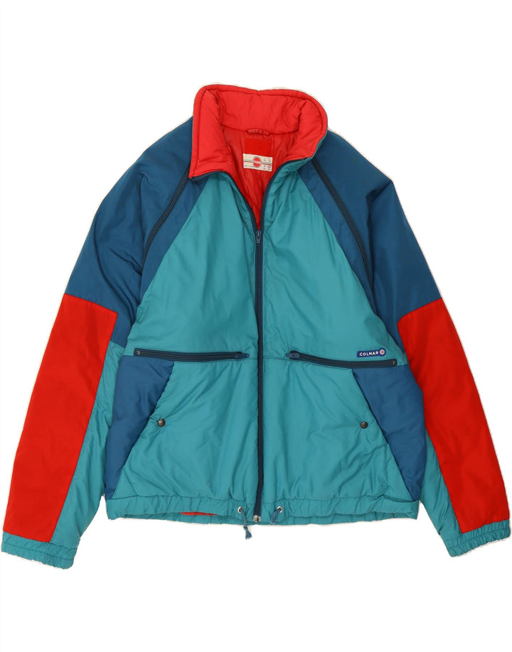 COLMAR Mens Padded Jacket IT 54 Large Blue Colourblock Polyamide Vintage Colmar and Second-Hand Colmar from Messina Hembry 