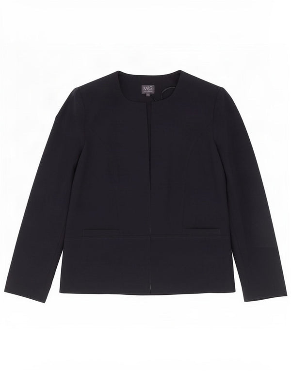 Jaqueta Blazer aberta feminina Marks & Spencer Reino Unido 18 XL azul marinho poliéster