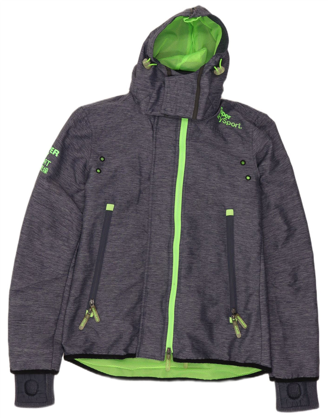 Jaqueta corta-vento feminina Superdry com capuz Reino Unido 14 médio azul marinho nylon