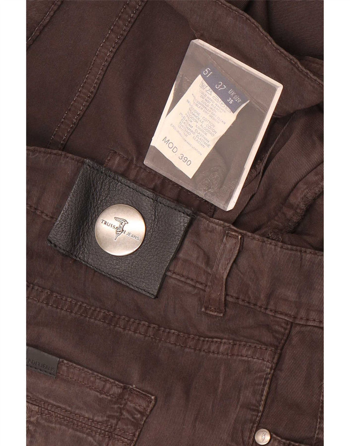 Trussardi Calça jeans reta masculina W35 L30 algodão marrom