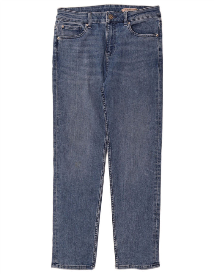 Jeans retos femininos Marks & Spencer Reino Unido 12 médio W30 L29 algodão azul