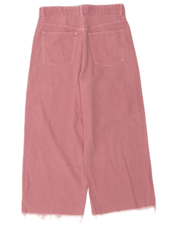 Calça jeans feminina Zara com perna larga EU 40 médio W30 L24 algodão rosa