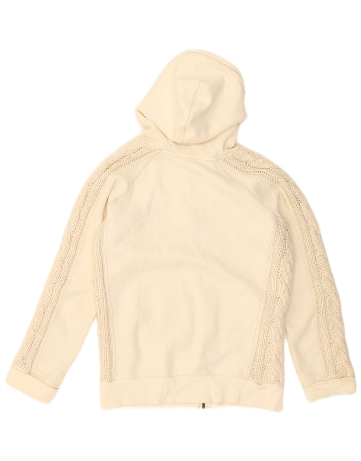 Suéter feminino com capuz e zíper Lee UK 14 médio algodão branco
